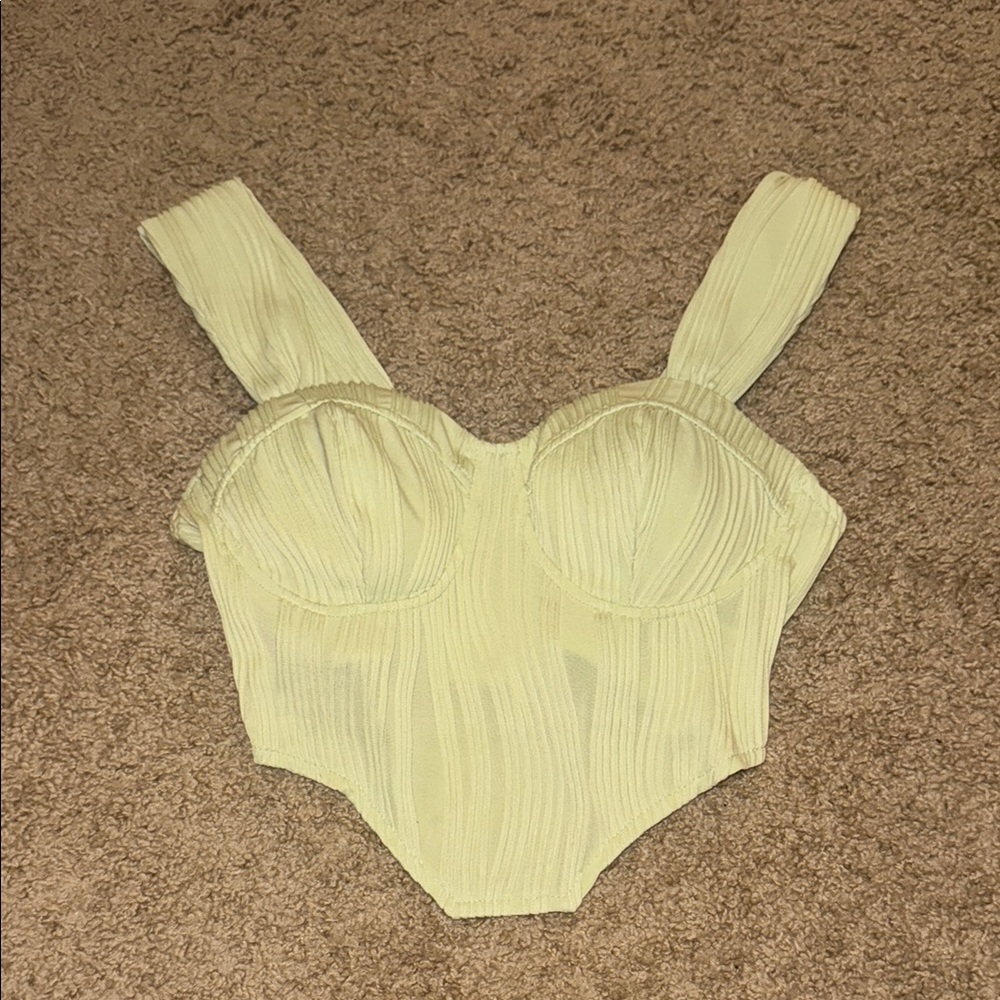 Yellow Ribbed Bustier Top